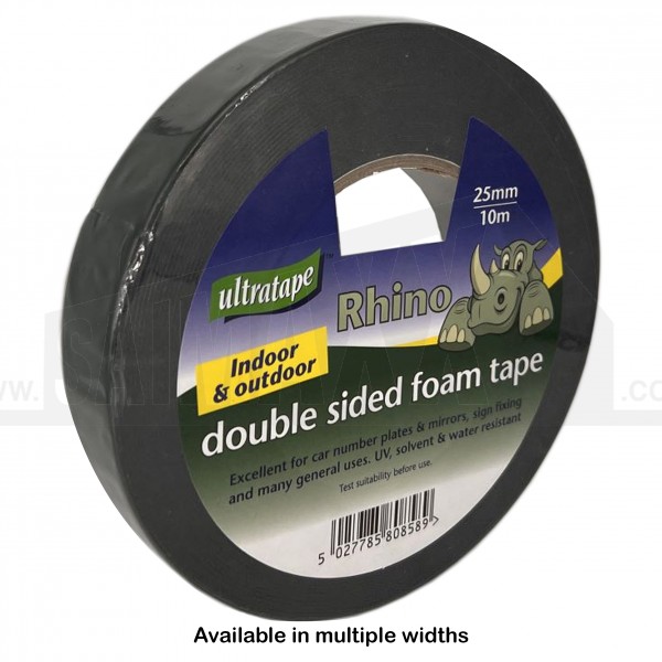 Ultratape Rhino Double Sided FOAM Tape Roll 25mm x 10m