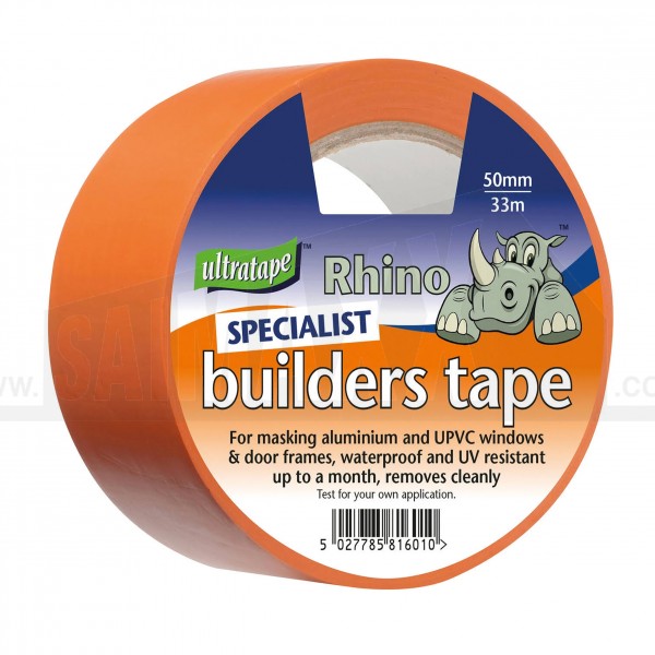 Rhino Specialist Builders Tape ORANGE ROLL 50mm x 33m