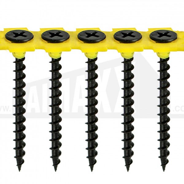 Collated Coarse Threaded Drywall Screws Black 32mm 1000pc