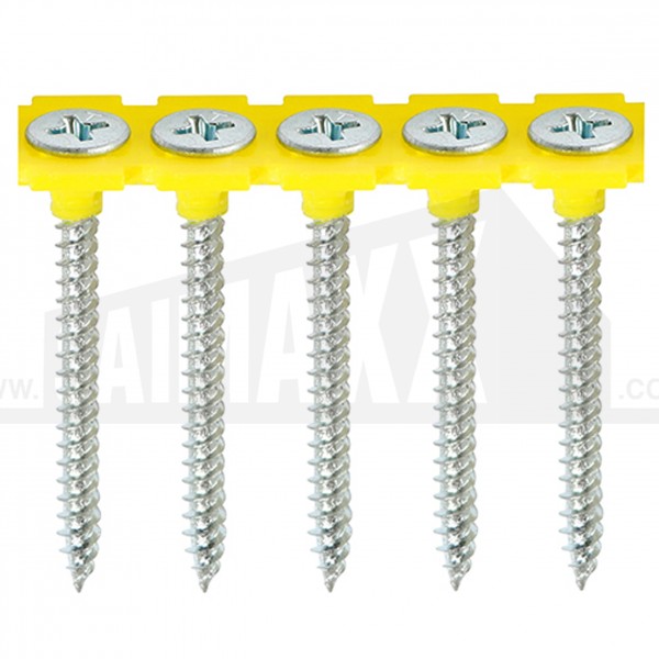 Collated Twin Threaded Drywall Screws Zinc Plated 42mm 1000pc