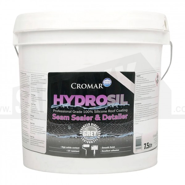 Cromar HydroSil SEAM SEALER & DETAILER Silicone Roof Coating 7.5L Grey