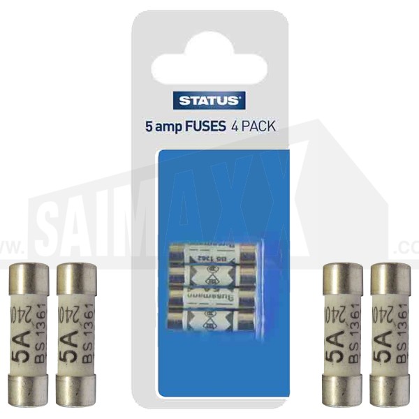 Status Household Plugtop Fuses 4pc Carded 5amp Only