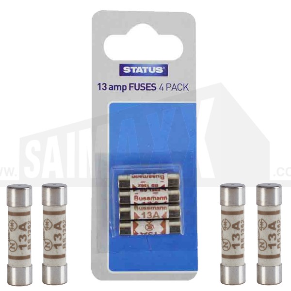 Status Household Plugtop Fuses 4pc Carded 13amp Only