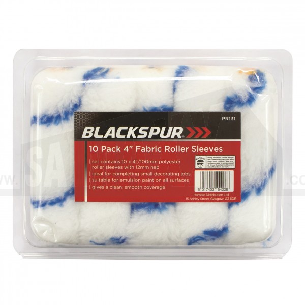 Blackspur 10 pack 4" Fabric (Mini) Roller Sleeves (for Emulsion)