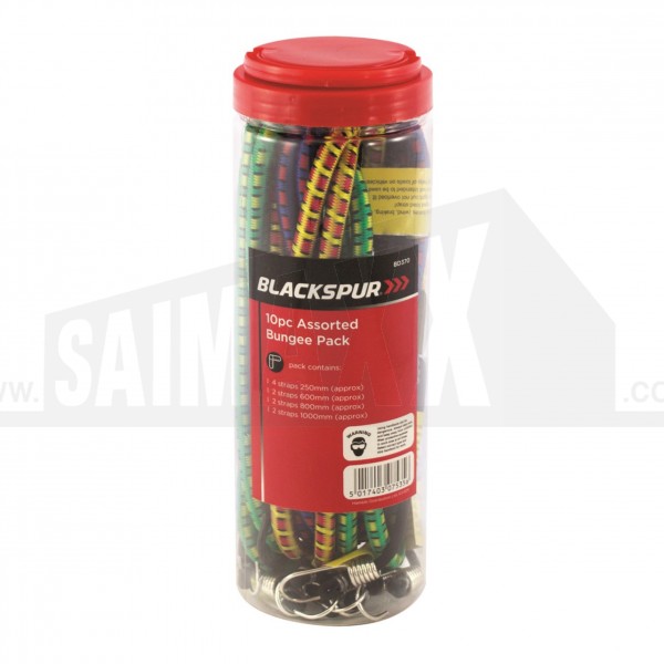Blackspur 10pc ASSORTED Bungee Cords (SOLD IN TUBE)