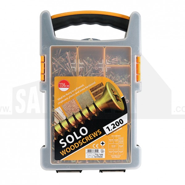 Timco Solo Woodscrews Mixed Tray 1200pcs