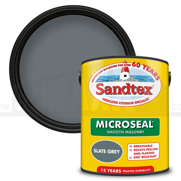 Sandtex Ultra Smooth Masonry Paint SLATE (Dark) GREY 5 Litre