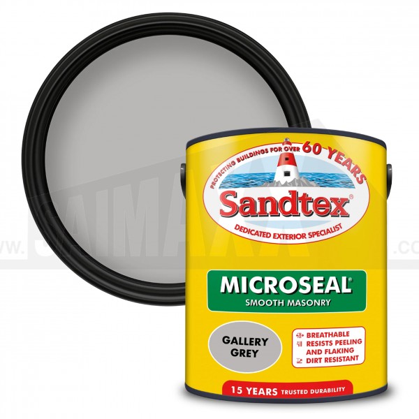 Sandtex Ultra Smooth Masonry Paint GALLERY (Light) GREY 5 Litre