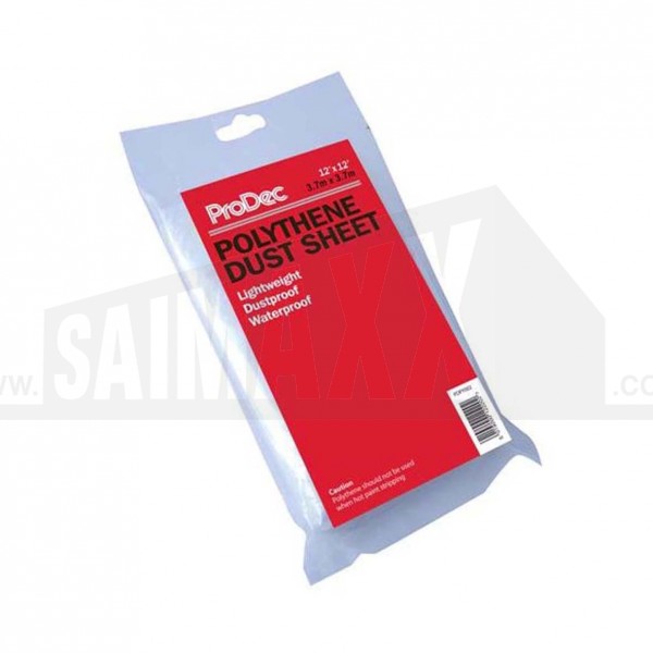 Prodec Polythene Plastic Dust Sheet 3.7m x 3.7m (12' x 12')