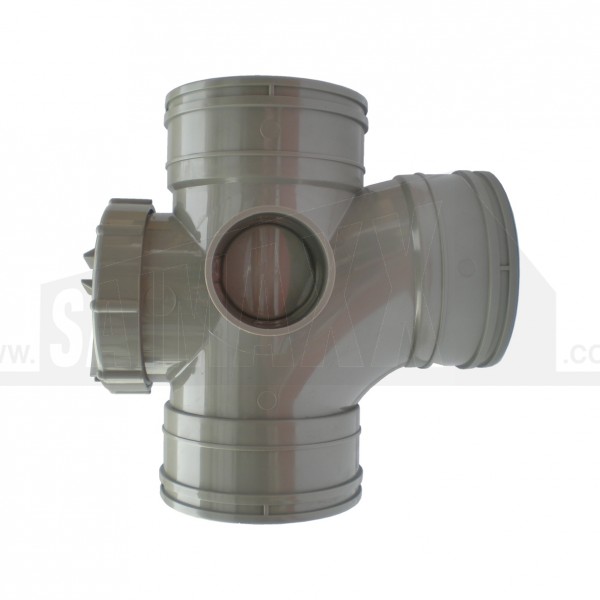 110mm Solvent Grey (Rodding) Access Tee 92.5 Deg Triple Socket