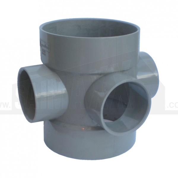 110mm Solvent Olive Grey Three Way Boss Pipe (3 x 50mm Inlets)