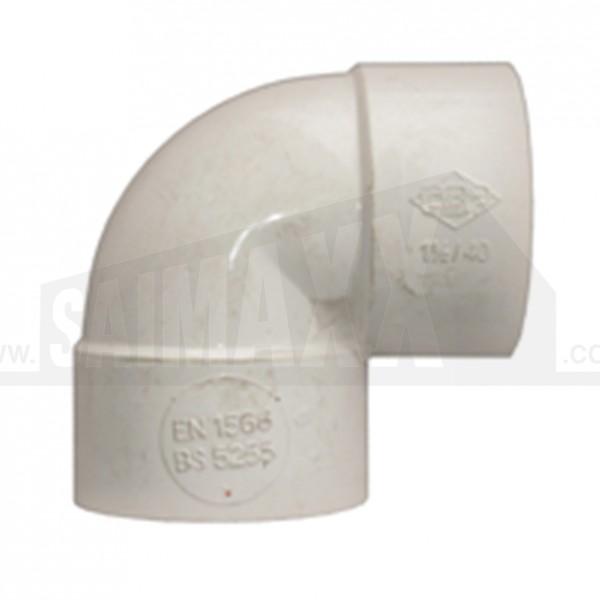40mm 90 Deg Bend Solvent White Each