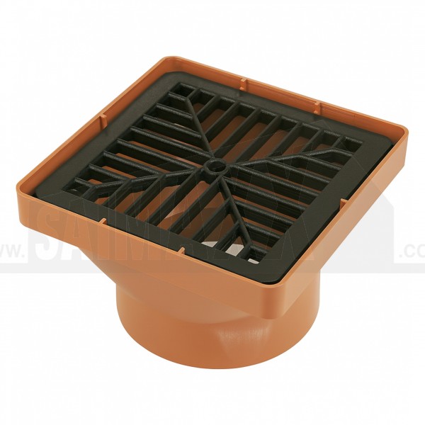 Underground 110mm Short Height Square Gully Hopper 3" Tall With Grid