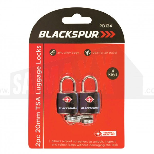 Blackspur 2pc 20mm TSA Luggage Locks with 4 Keys