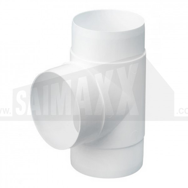 White Round Ducting 100mm Equal Tee