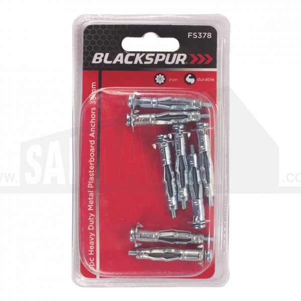 Blackspur 8pc Heavy Duty Metal Plasterboard Cavity Anchors 38mm