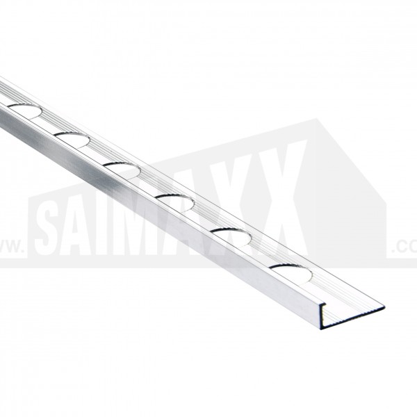 Aluminium SQUARE L Shaped Tile Edge Trim 10mm POLISHED Chrome 2.44m