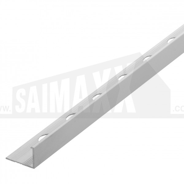 Aluminium SQUARE L Shaped Tile Edge Trim 12mm SATIN Chrome 2.44m