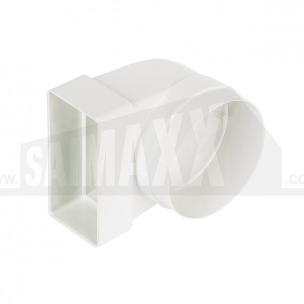Rectangular Rigid Ducting 100mm Flat Channel Elbow to Round Male Spigot