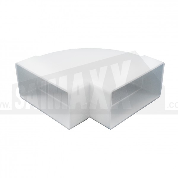 Rectangular Rigid White PVC Flat Ducting Horizontal 90 degree Bend 110 x 54mm