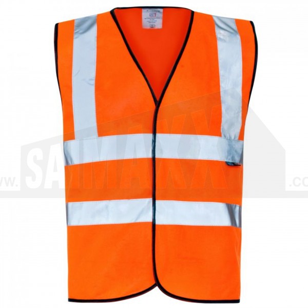 High Visibility Vest Orange & Black 2 Reflective Bands