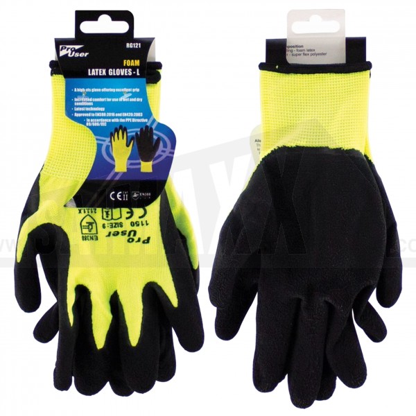 Pro User Foam Latex Gloves (Black & Yellow)