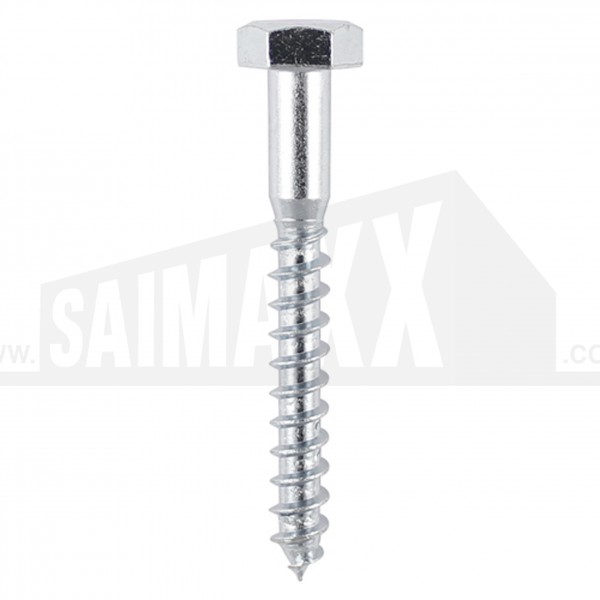 M10 x 130mm Hexagon Head Coach Screws 10pcs