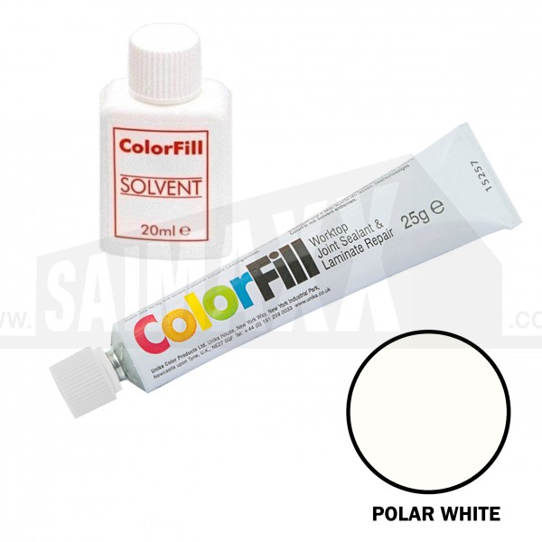 ColorFill Worktop Joint Sealant 25g & Solvent 20ml POLAR WHITE CF070