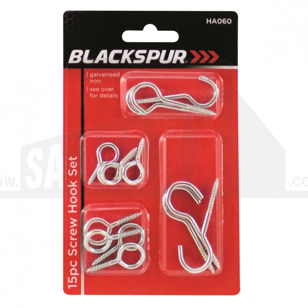 Blackspur 15pc Screw HOOKS Set