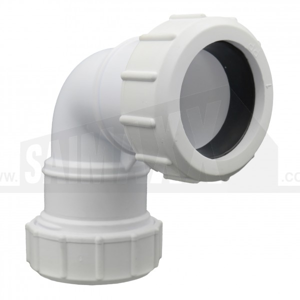 Compression Waste White 90 degree Elbow Bend