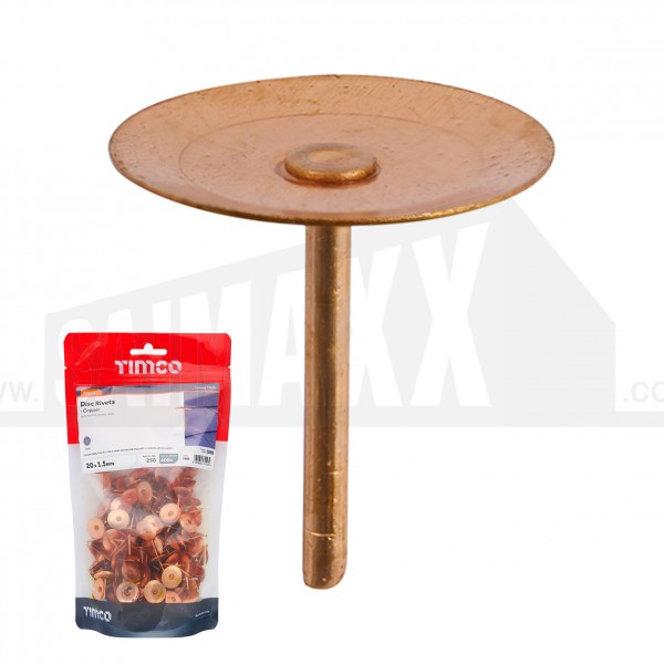 Copper Disc ( Roofing ) Rivets 20mm x 1.5mm - 250pc pack