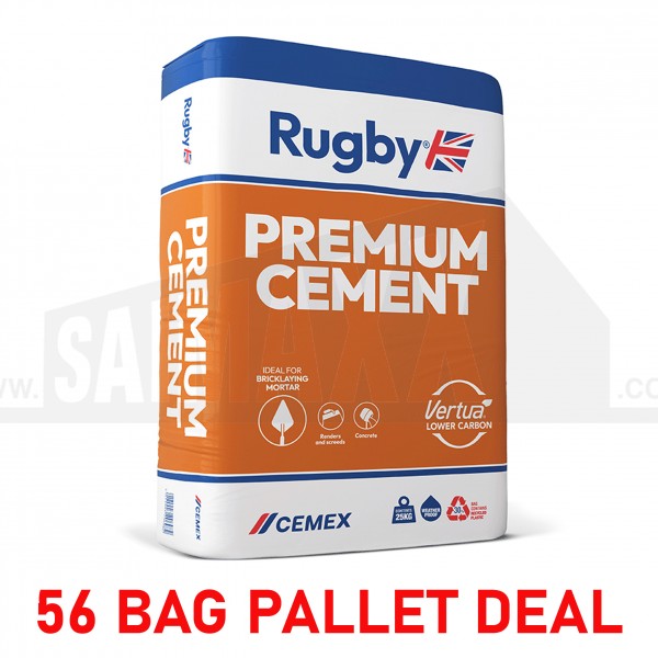 Rugby Premium Cement 25Kg in PLASTIC Bag >> 56 BAG PALLET DEAL <<