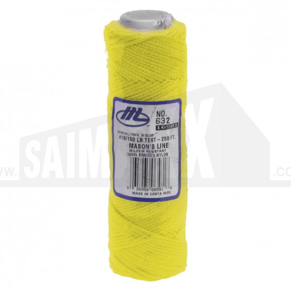 Marshalltown Yellow Hi-Vis Nylon Brick Line 76.2m (250ft) M631