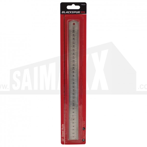 Blackspur 12" (300mm) Steel Ruler with Dual Markings
