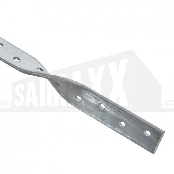 2.5mm STANDARD Duty Galvanised Restraint Strap 600mm Overall Length TWIST @100mm