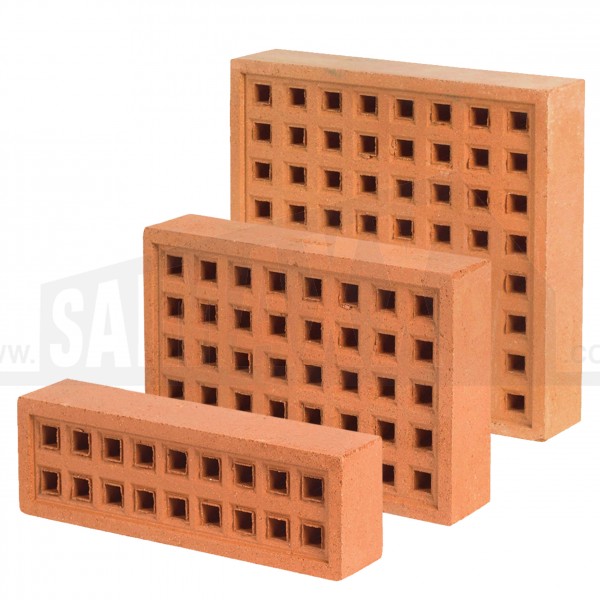 Terracotta RED Clay Airbrick Square Hole Smooth Face