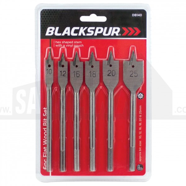 Blackspur 6pc Flat Wood Bit Set