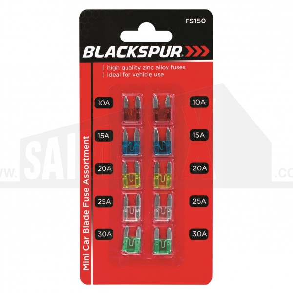 Blackspur Mini Blade ( Vehicle ) Fuse 10pc Assortment