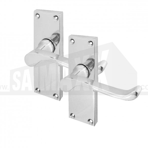 Victorian Scrolled Lever Polished Chrome LATCHING Handles Pair Carded