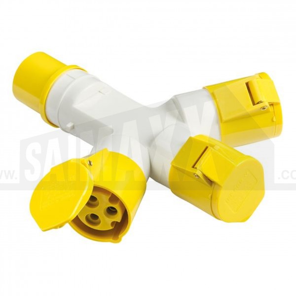 110v Multi Socket Yellow 3-Way SPLITTER