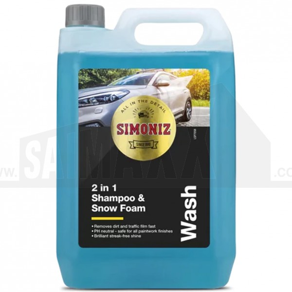 Simoniz 2-in-1 Shampoo & Snow Foam 5L (Blue Liquid)