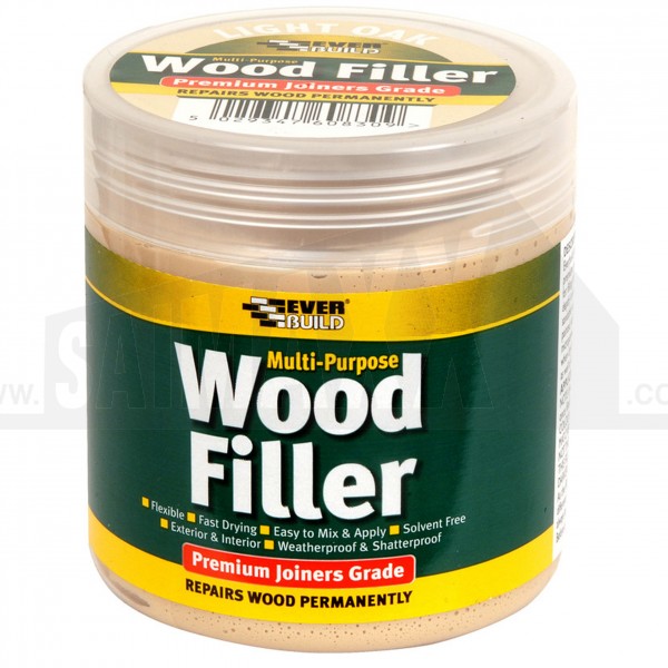 Everbuild Multi Purpose Wood Filler 250ml Mini Tub Light Oak