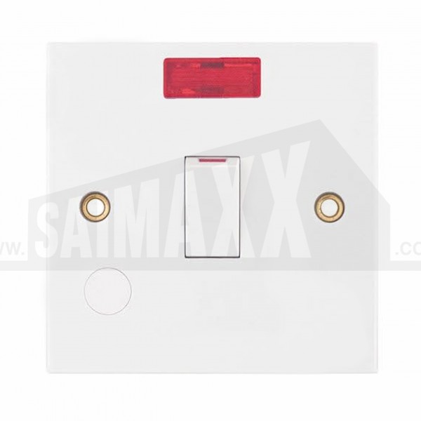 SQUARE EDGE 20 amp DP Switch WITH NEON & FLEX OUTLET