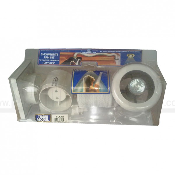 Showerlite Timer Extractor Fan Kit 4" (100mm) White