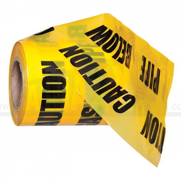 Underground Barrier Tape "CAUTION GAS PIPE BELOW" 200mm x 100m Roll
