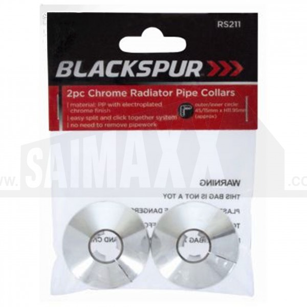 Blackspur 2pc (15mm) Chromed Radiator Pipe Collars
