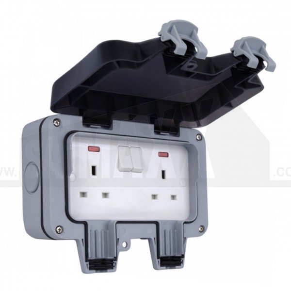 Eclipse IP66 Weatherproof 2-Gang 13A Outdoor Switched Double Socket