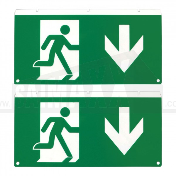 Lumilife Emergency LED Fire Exit Legend DOWN ARROW 2pc Set ( use with 117988 )