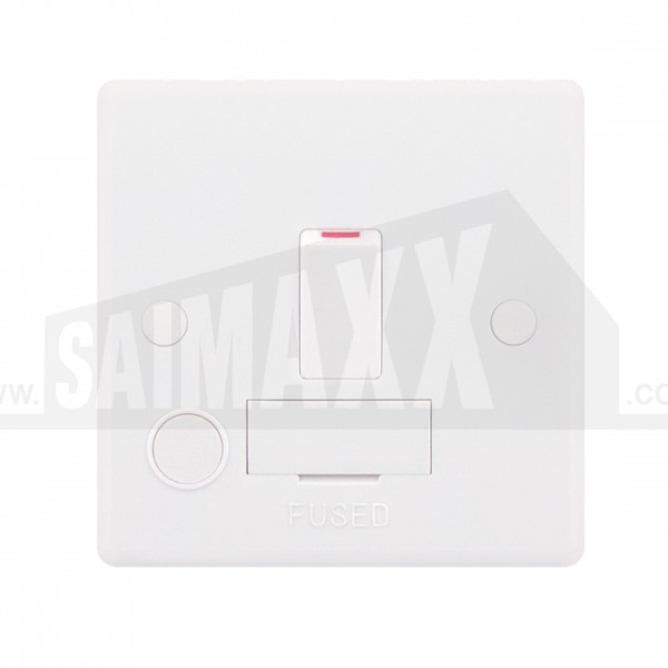 SMOOTH EDGE 13 Amp Switched Fused Spur White with Flex Outlet