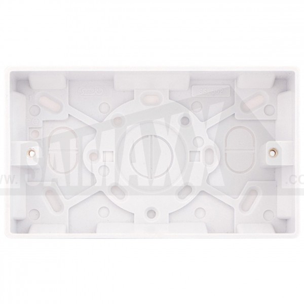 SMOOTH EDGE Surface Pattress 2 gang 25mm Deep White Plastic